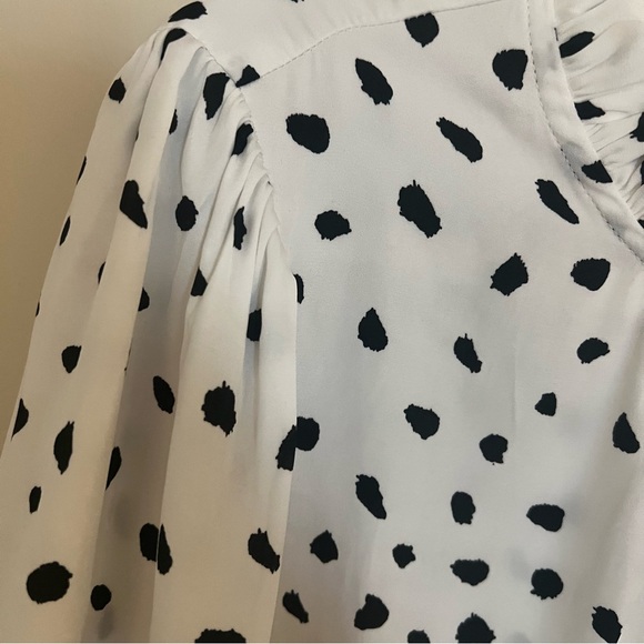 Maison d’Amelie White Blouse with Black Dots Boho Preppy Feminine Dressy French - Picture 4 of 10